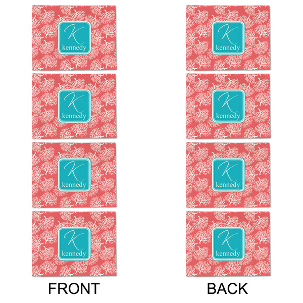 Coral & Teal Linen Placemat - APPROVAL Set of 4 (double sided)