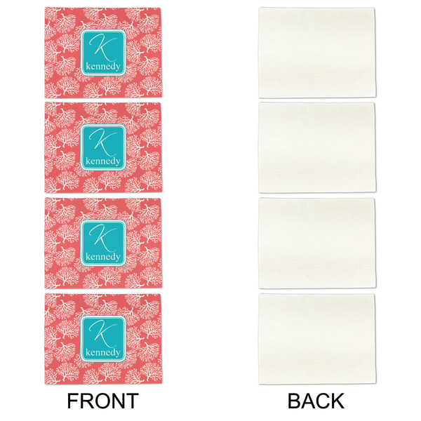 Coral & Teal Linen Placemat - APPROVAL Set of 4 (single sided)