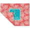 Coral & Teal Double-Sided Linen Placemat - Single w/ Name and Initial