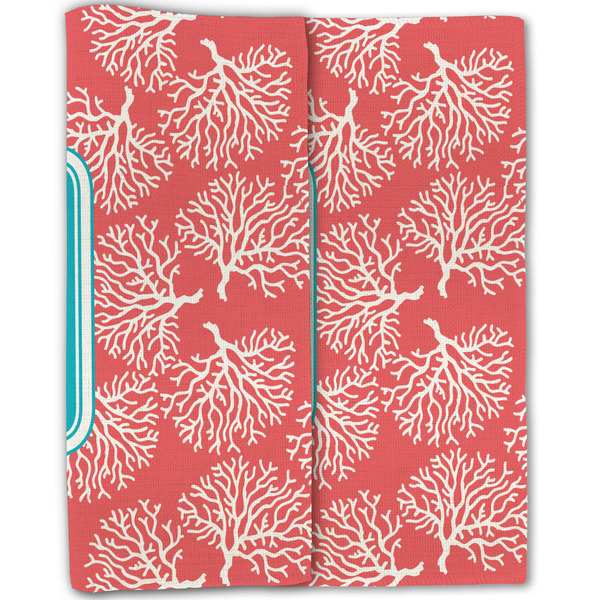 Coral & Teal Linen Placemat - Folded Half (double sided)