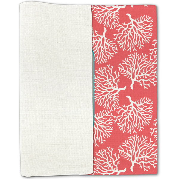 Coral & Teal Linen Placemat - Folded Half