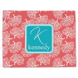 Coral & Teal Single-Sided Linen Placemat - Single w/ Name and Initial