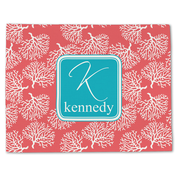 Coral & Teal Linen Placemat - Front