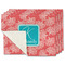 Coral & Teal Single-Sided Linen Placemat - Set of 4 w/ Name and Initial