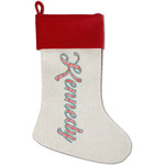 Coral & Teal Red Linen Stocking (Personalized)