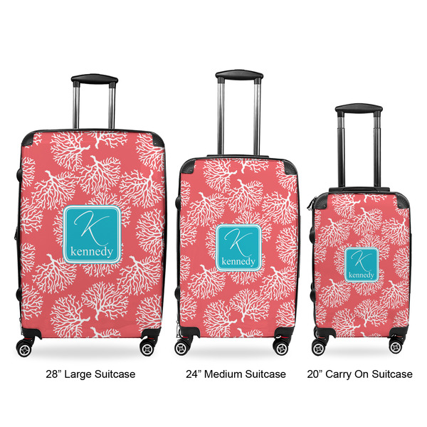 Coral & Teal Luggage Bags all sizes - With Handle