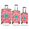 Coral & Teal Luggage Bags all sizes - With Handle