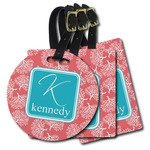 Coral & Teal Plastic Luggage Tag (Personalized)