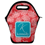 Coral & Teal Lunch Bag w/ Name and Initial