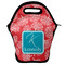 Coral & Teal Lunch Bag w/ Name and Initial