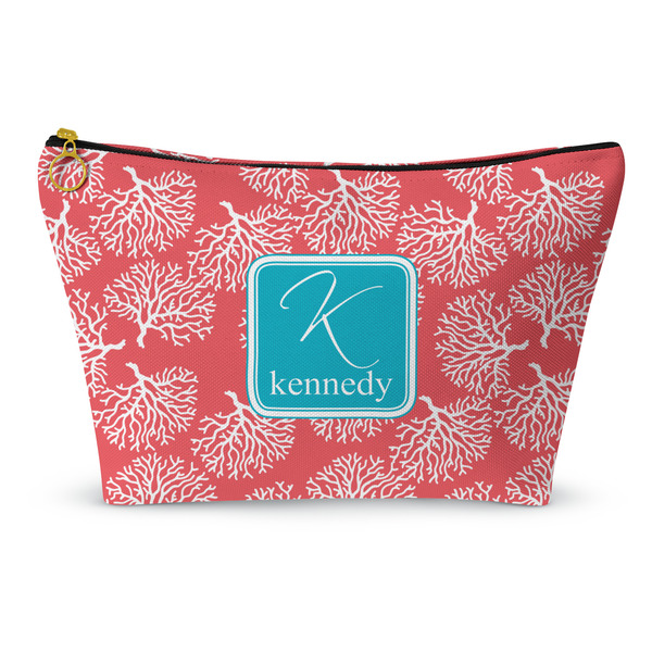 Custom Coral & Teal Makeup Bag - Small - 8.5"x4.5" (Personalized)