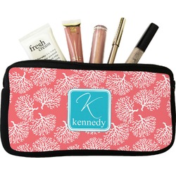 Coral & Teal Makeup / Cosmetic Bag (Personalized)