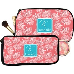 Coral & Teal Makeup / Cosmetic Bag (Personalized)