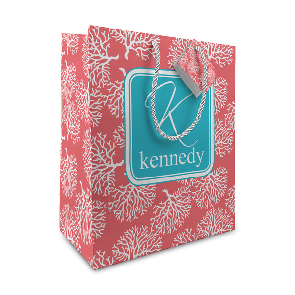 Custom Coral & Teal Medium Gift Bag (Personalized)