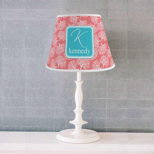 Coral & Teal Poly Film Empire Lampshade - Lifestyle