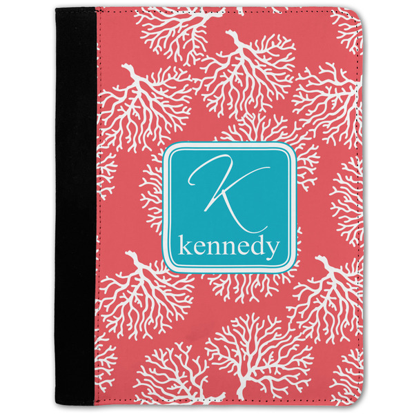 Custom Coral & Teal Notebook Padfolio - Medium w/ Name and Initial