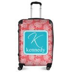 Coral & Teal Suitcase - 24" Medium - Checked (Personalized)