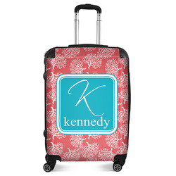 Coral & Teal Suitcase - 24" Medium - Checked (Personalized)