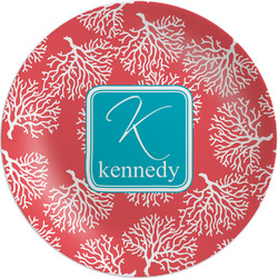 Coral & Teal Melamine Plate (Personalized)