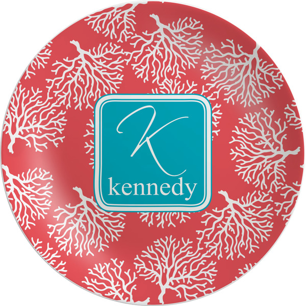 Custom Coral & Teal Melamine Plate (Personalized)