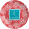Coral & Teal Melamine Plate 8 inches
