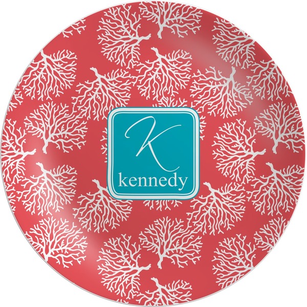 Custom Coral & Teal Melamine Plate (Personalized)