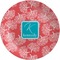 Coral & Teal Melamine Plate (Personalized)