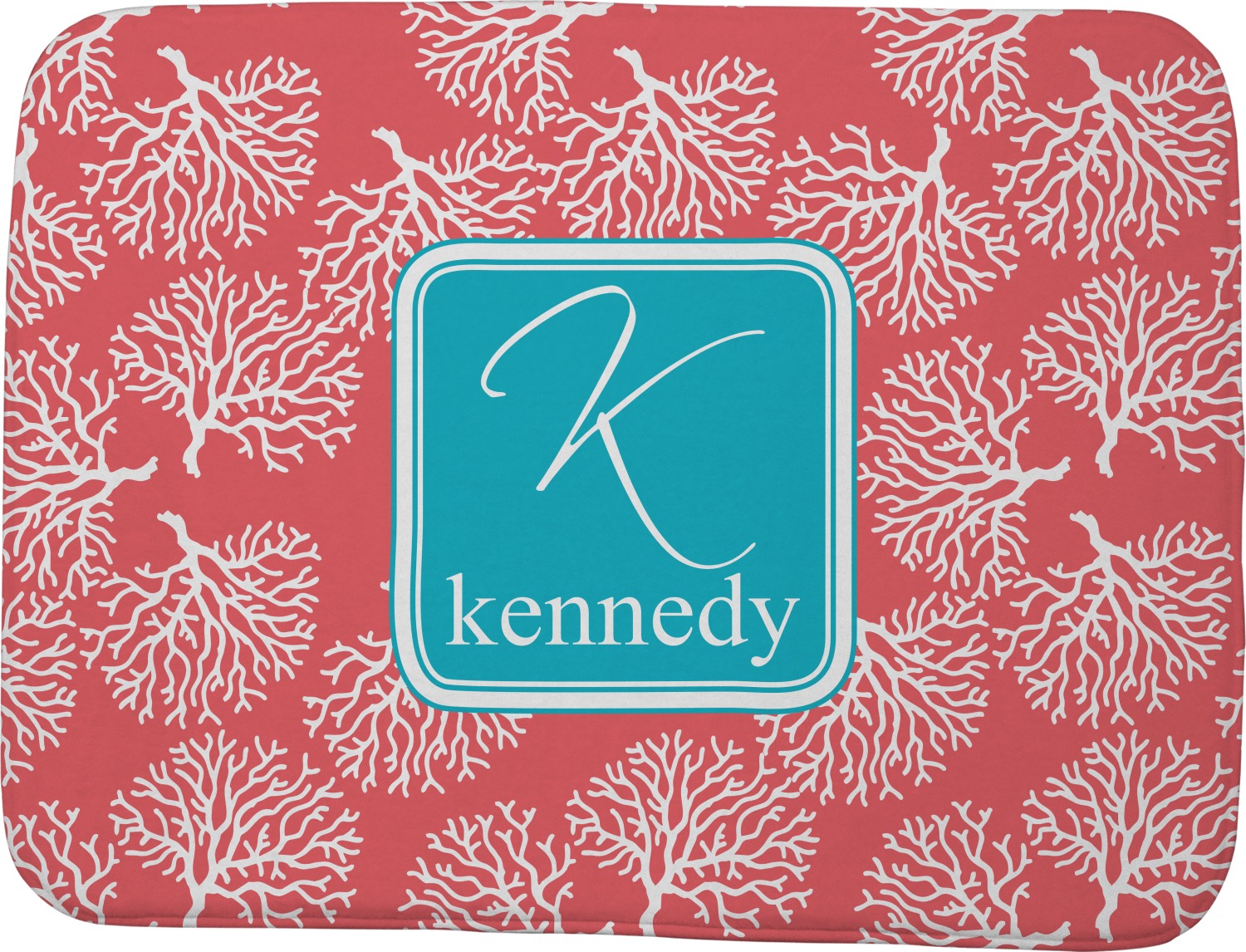 Coral & Teal Memory Foam Bath Mat (Personalized) YouCustomizeIt