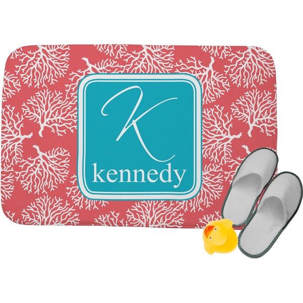 Custom Coral & Teal Memory Foam Bath Mat (Personalized)
