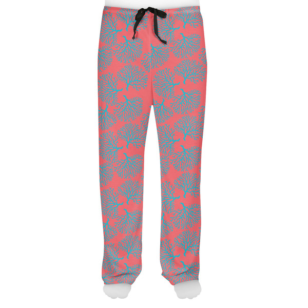 Coral & Teal Men's Pjs Front - on model