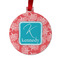 Coral & Teal Metal Ball Ornament - Front