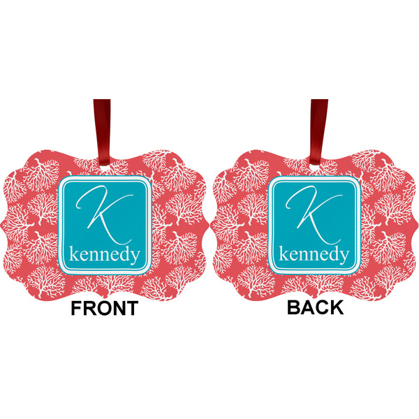 Coral & Teal Metal Benilux Ornament - Front and Back (APPROVAL)