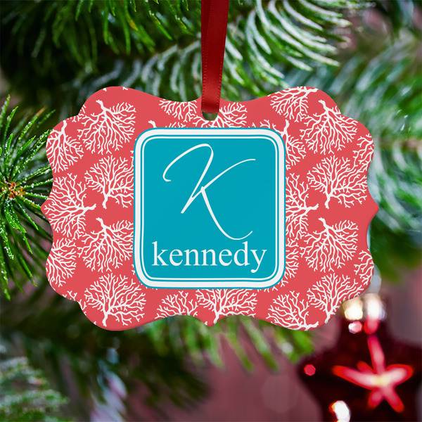 Coral & Teal Metal Benilux Ornament - Lifestyle