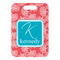 Coral & Teal Metal Luggage Tag - Front Without Strap