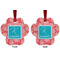 Coral & Teal Metal Paw Ornament - Front and Back