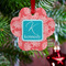 Coral & Teal Metal Paw Ornament - Lifestyle