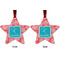 Coral & Teal Metal Star Ornament - Front and Back