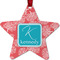 Coral & Teal Metal Star Ornament - Front