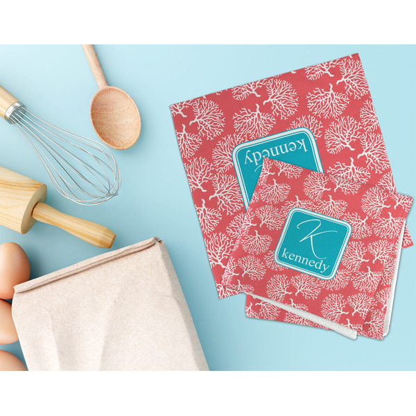 Coral & Teal Microfiber Dish Rag - LIFESTYLE
