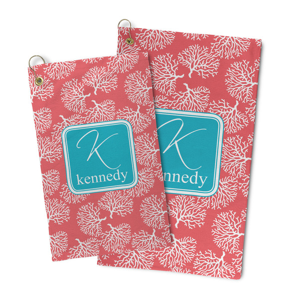 Coral & Teal Microfiber Golf Towel - PARENT/MAIN