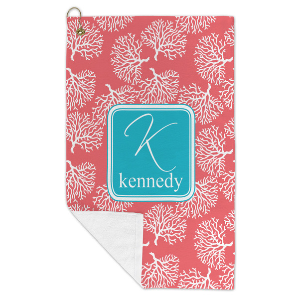 Coral & Teal Microfiber Golf Towels - FOLD