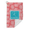 Coral & Teal Microfiber Golf Towels Small - FRONT FOLDED