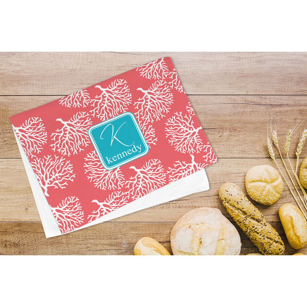 Coral & Teal Microfiber Kitchen Towel - LIFESTYLE