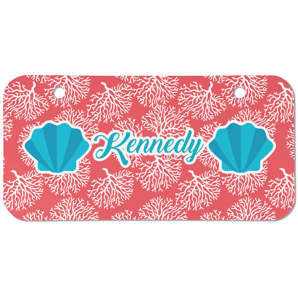 Custom Coral & Teal Mini/Bicycle License Plate (2 Holes) (Personalized)