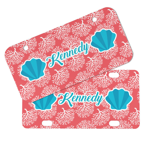 Coral & Teal Mini License Plates - MAIN (4 and 2 Holes)
