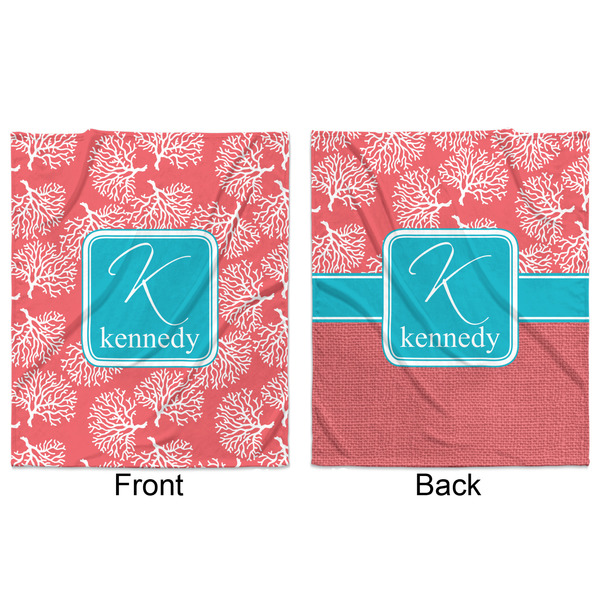 Coral & Teal Minky Blanket - 50"x60" - Double Sided - Front & Back