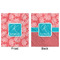 Coral & Teal Minky Blanket - 50"x60" - Double Sided - Front & Back