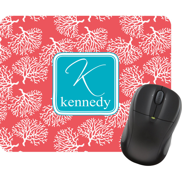 Custom Coral & Teal Rectangular Mouse Pad (Personalized)