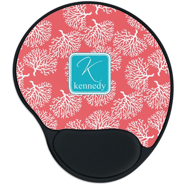 Custom Coral & Teal Mouse Pad with Wrist Support