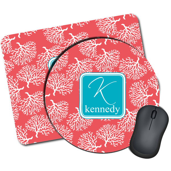 Custom Coral & Teal Mouse Pad (Personalized)